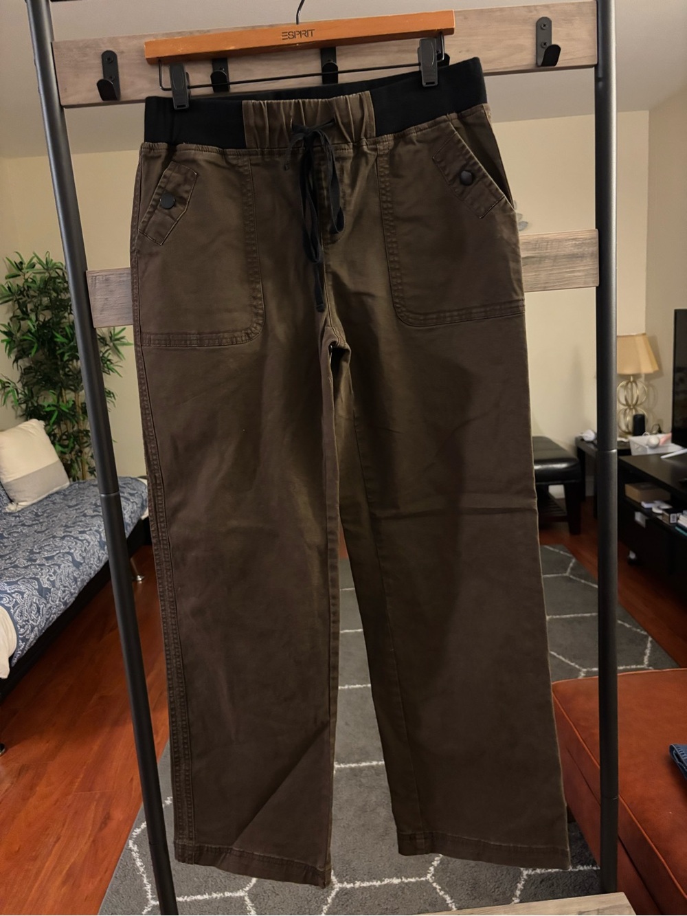 Flamingals Wide Leg Drawstring Pants in Brown